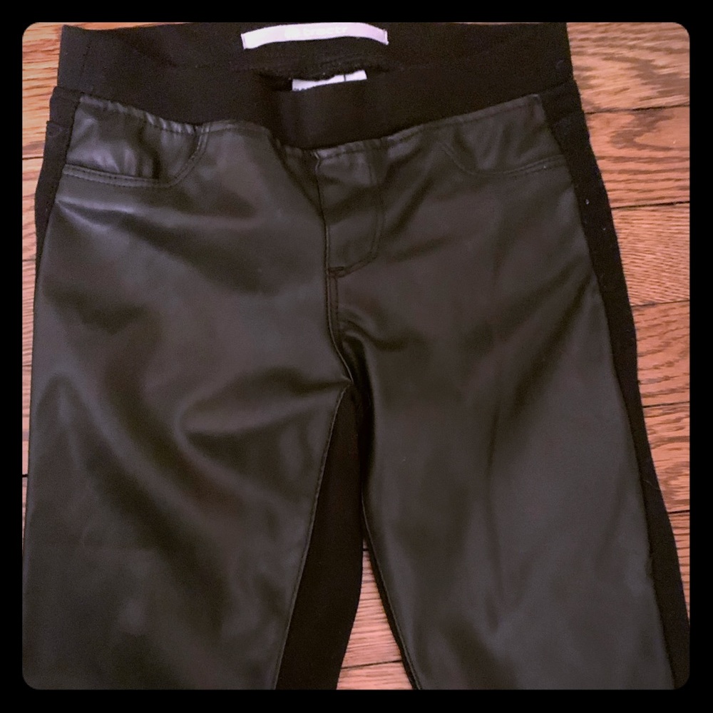 Girls Tractr Vegan Leather Front Pull Up Leggings